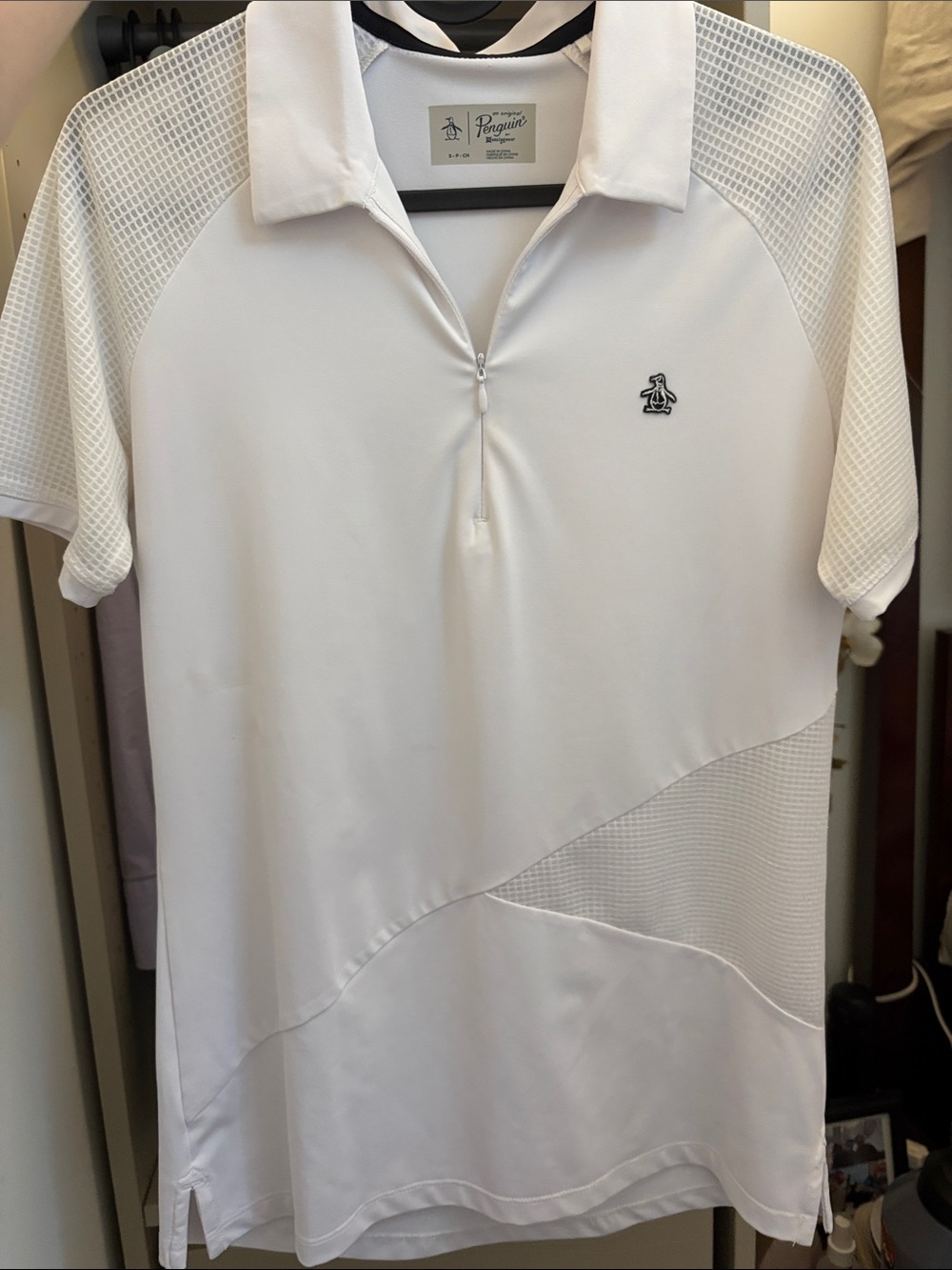 Original Penguin White Short-Sleeve Zip Polo